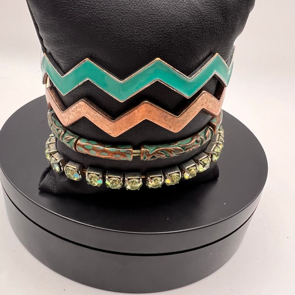 Chevron Western Bracelet Set  eclectic Mix Bangle & Stretchy Bracelets 4PC